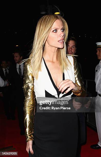 Brooklyn Decker arrives for the 'Battleship' Australian Premiere at Luna Park on April 10, 2012 in Sydney, Australia.