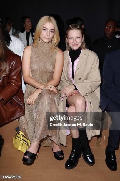 Lorde and Hunter Schafer attend the Prada show during Milan Fashion Spring/Summer 2023 on September 22, 2022 in Milan, Italy.