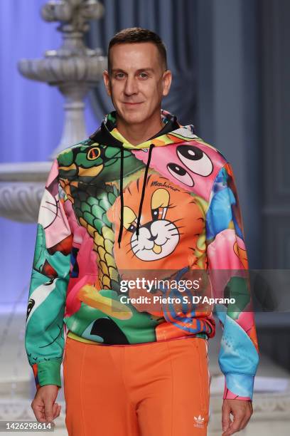 Fashion designer Jeremy Scott walks the runway of the Moschino Fashion Show during the Milan Fashion Week Womenswear Spring/Summer 2023 on September...