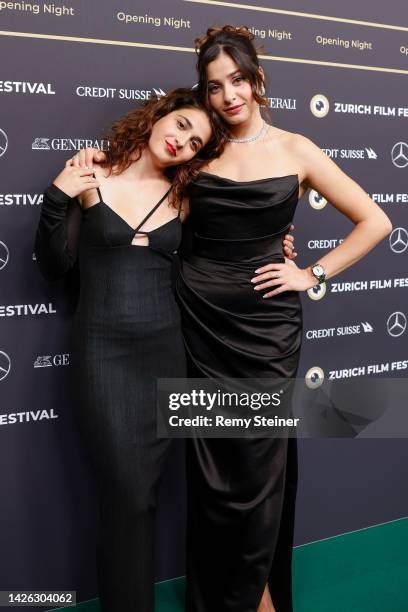 Nathalie Issa and Yusra Mardini on the Green Carpet for the screening of the Netflix film "The Swimmers" at Zurich Film Festival at Kongresshaus on...