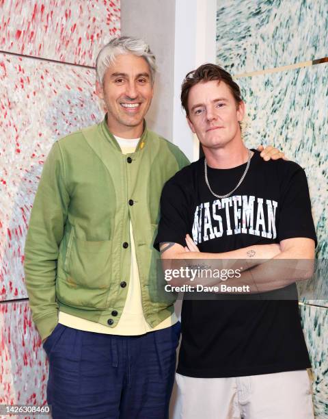 George Lamb and James Suckling attend the opening of new store 'Are You Mad' on Carnaby Street on September 22, 2022 in London, England.