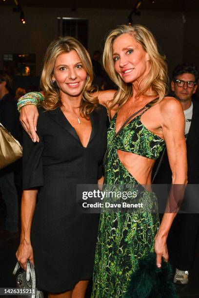 Marie Moatti with guest attend the launch of Gavin Bond's 'BEING THERE', presented by Moët & Chandon, at Hamiltons Gallery on September 22, 2022 in...