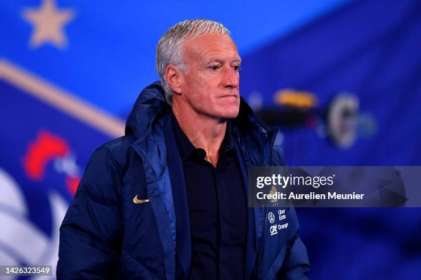 Didier Deschamps, Head Coach of France looks on prior to the UEFA Nations League League A Group 1 match between France and Austria at on September...