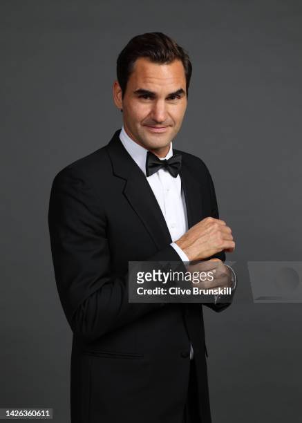 Roger Federer of Team Europe poses for a photograph during a Gala Dinner at Somerset House ahead of the Laver Cup at The O2 Arena on September 22,...
