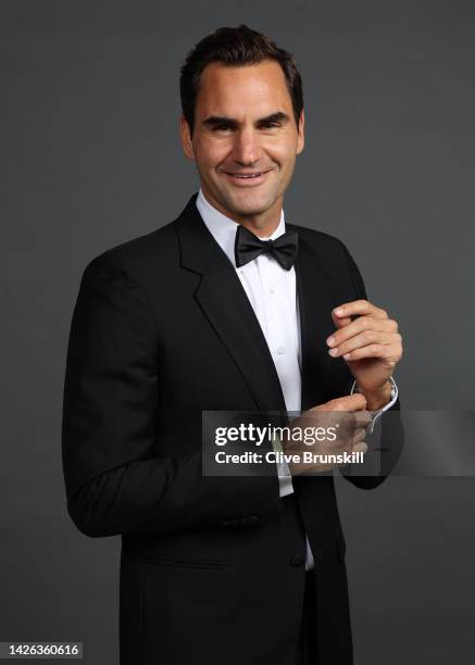 Roger Federer of Team Europe poses for a photograph during a Gala Dinner at Somerset House ahead of the Laver Cup at The O2 Arena on September 22,...