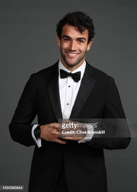 Matteo Berrettini of Team Europe poses for a photograph during a Gala Dinner at Somerset House ahead of the Laver Cup at The O2 Arena on September...