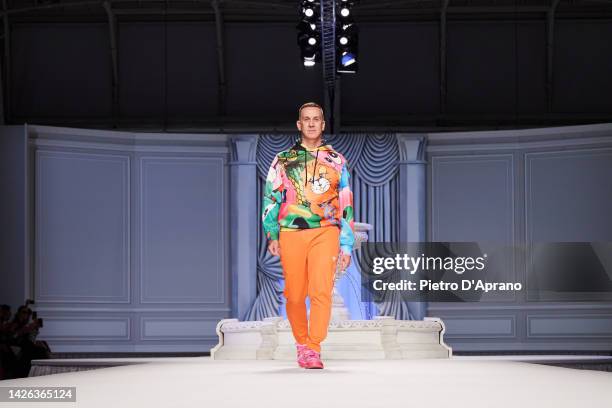 Fashion designer Jeremy Scott walks the runway of the Moschino Fashion Show during the Milan Fashion Week Womenswear Spring/Summer 2023 on September...