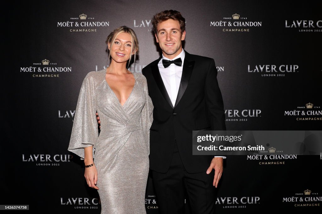 Casper Rudd Partner Casper Ruud of Team Europe and Partner, Maria Galligani pose for a ...
