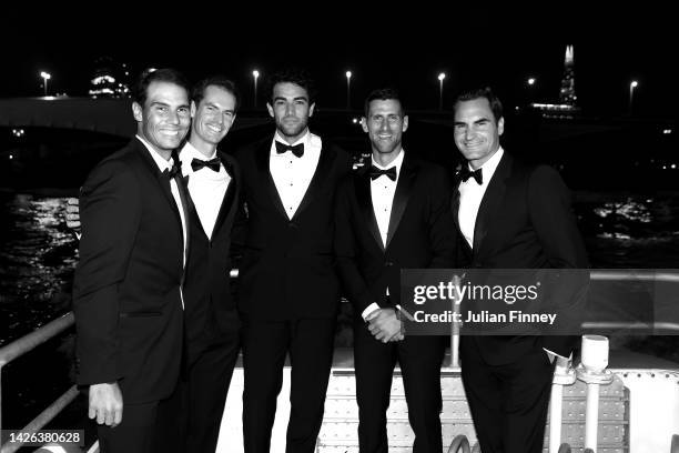 Rafael Nadal, Andy Murray, Matteo BerrettiniRoger Federer and Novak Djokovic of Team Europe make their way towards a Gala Dinner at Somerset House...