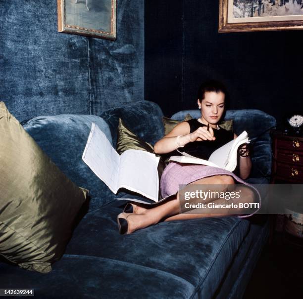 Austrian born actress Romy Schneider at Rue Cambon, Coco Chanel's Paris apartment, 1960 in paris, France.