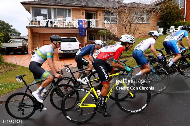 Oscar Chamberlain of Australia and Gonçalo Tavares of Portugal compete in the breakaway during the 95th UCI Road World Championships 2022 - Men...