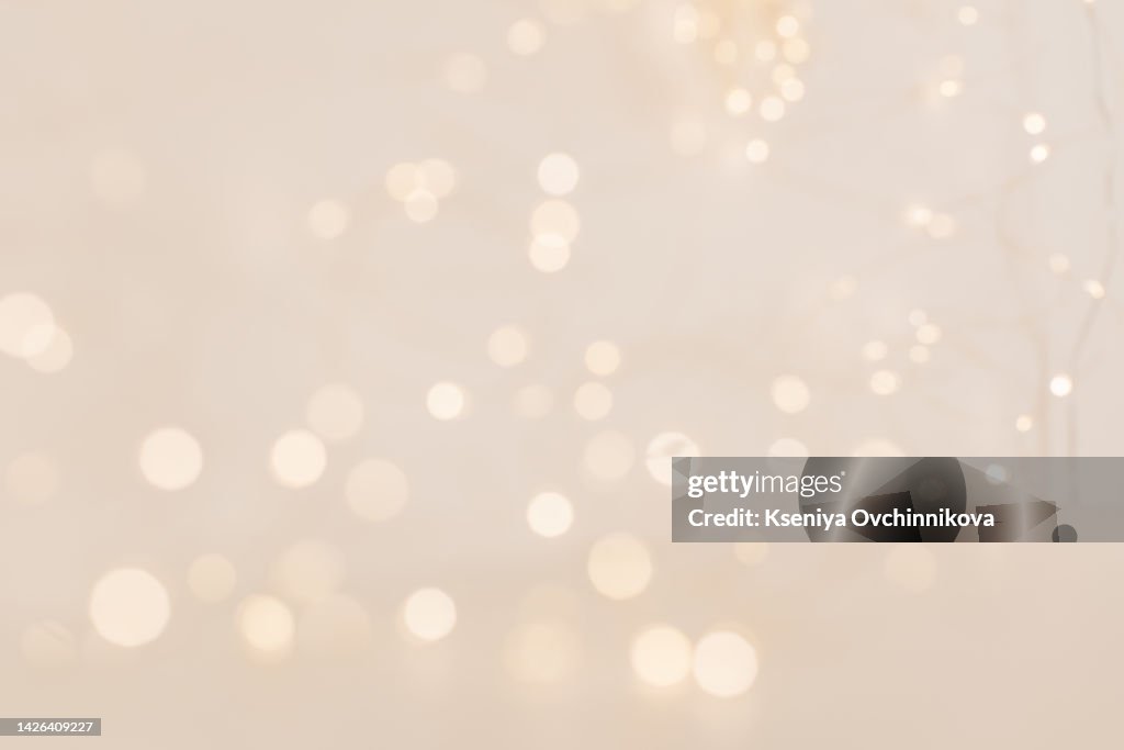 Blurred view of beautiful Christmas lights, bokeh effect