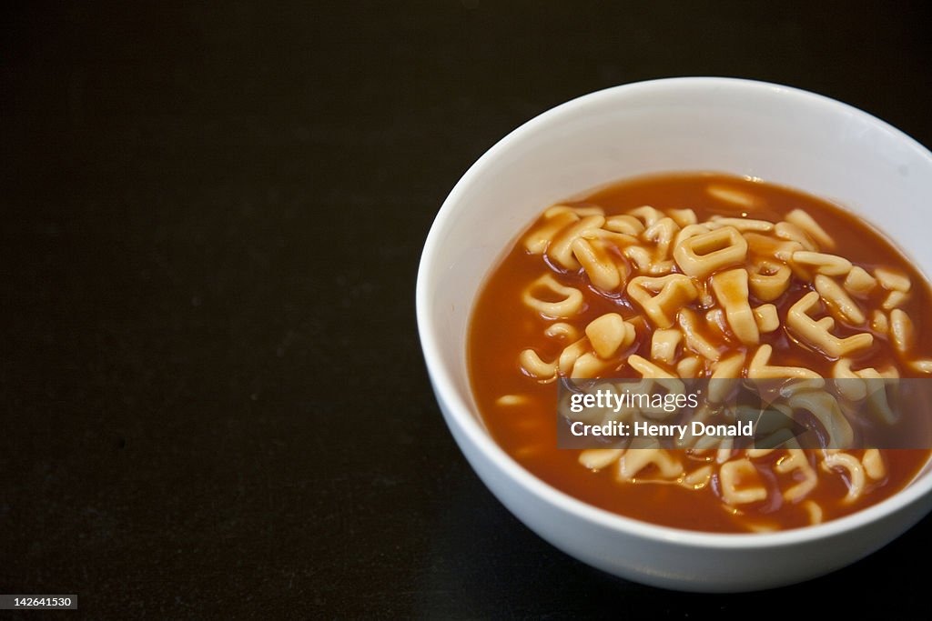 Alphabet spaghetti soup