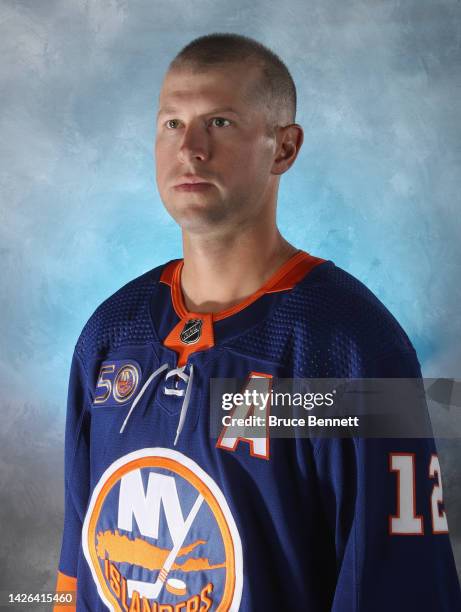 Josh Bailey of the New York Islanders poses for a portrait during training camp at the Northwell Health Ice Center on September 21, 2022 in East...