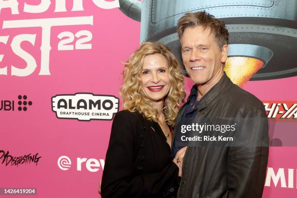 Kyra Sedgwick and Kevin Bacon attend the opening night screening and world premiere of Paramount Pictures' "SMILE" at Fantastic Fest 2022 at the...