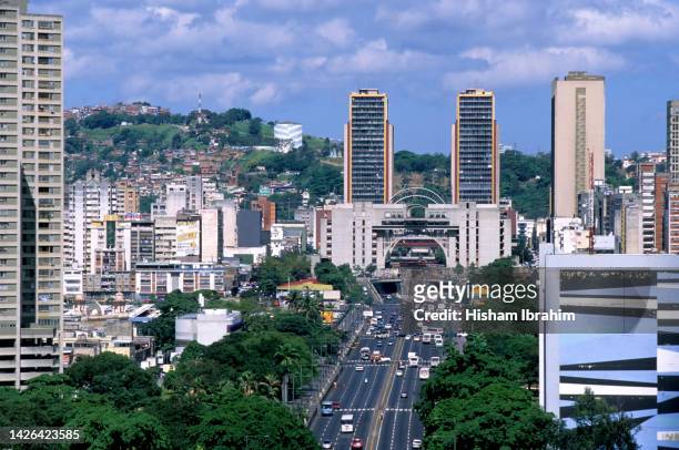 skyline of caracas financial district, bolivar avenue and the downtown district, caracas, venezuela - caracas stock pictures, royalty-free photos & images