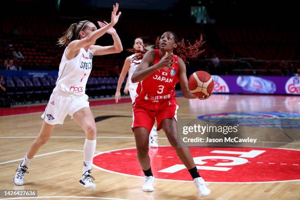 Stephanie Mawuli of Japan drives to the basket during the 2022 FIBA Women's Basketball World Cup Group B match between Serbia and Japan at Sydney...