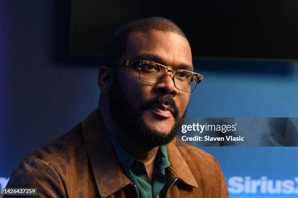 Tyler Perry attends Radio Andy with host Bevy Smith at SiriusXM Studios on September 22, 2022 in New York City.