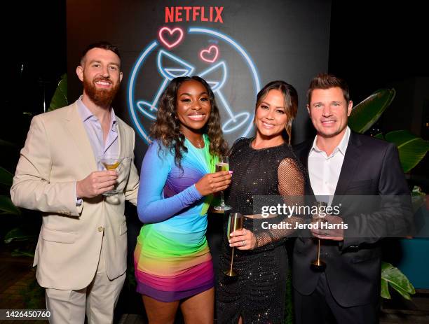 Cameron Hamilton, Lauren Speed-Hamilton, Vanessa Lachey, and Nick Lachey attend Netflix's Date Night Event celebrating unscripted and stand-up talent...