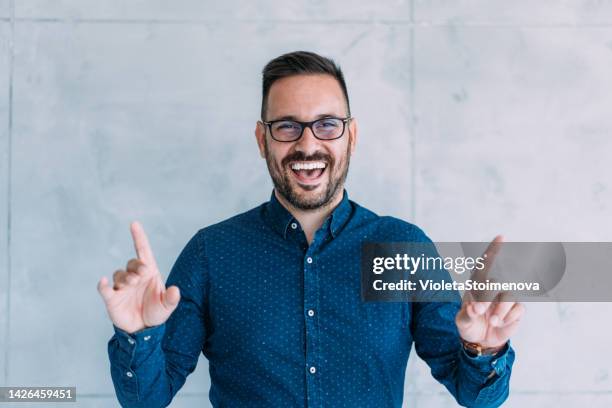 businessman talking during video call in the office. - presenter isolated stock pictures, royalty-free photos & images