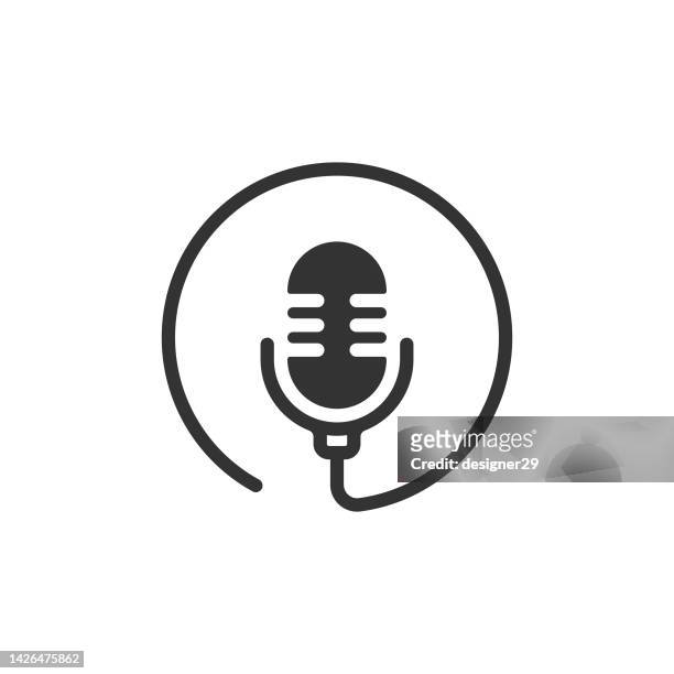 podcast icon. - microphone transmission stock illustrations