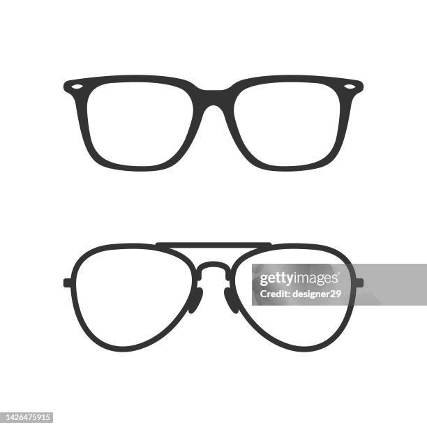 illustrations, cliparts, dessins animés et icônes de jeu d’icônes de lunettes. - lunettes de vue