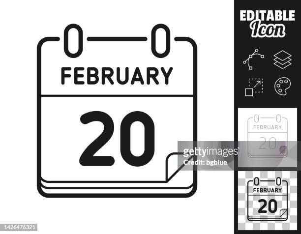 february 20. icon for design. easily editable - month icon stock illustrations