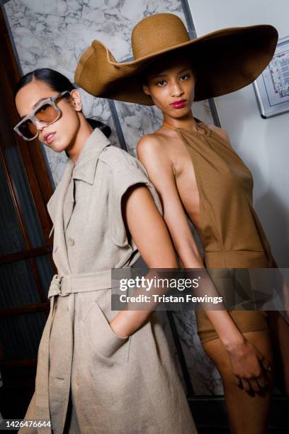 Models are seen backstage at the Max Mara Fashion Show during the Milan Fashion Week Womenswear Spring/Summer 2023 on September 22, 2022 in Milan,...