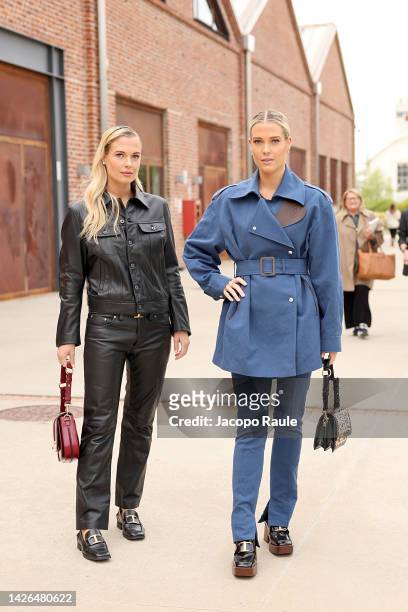 Lady Amelia Spencer and Lady Eliza Spencer re seen ahead of Tod's fashion show during the Milan Fashion Week - Womenswear Spring/Summer 2023 on...