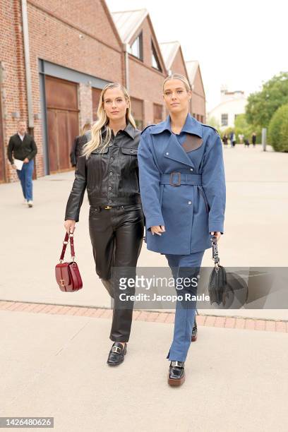 Lady Amelia Spencer and Lady Eliza Spencer re seen ahead of Tod's fashion show during the Milan Fashion Week - Womenswear Spring/Summer 2023 on...