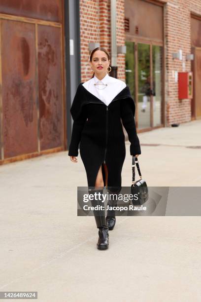 Matilde Gioli is seen ahead of Tod's fashion show during the Milan Fashion Week - Womenswear Spring/Summer 2023 on September 23, 2022 in Milan, Italy.