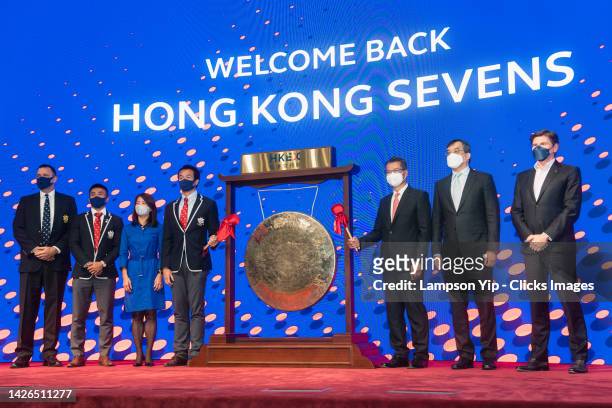 Chris Brooke, Chairman of the Hong Kong Rugby Union, Augustus Tang, Hong Kong players Lee Ka To Cado, CEO of Cathay Pacific Airways, Hong Kong...