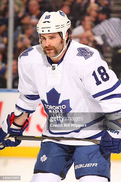 Mike Brown of the Toronto Maple Leafs skates against the Buffalo Sabres at First Niagara Center on April 3, 2012 in Buffalo, New York.