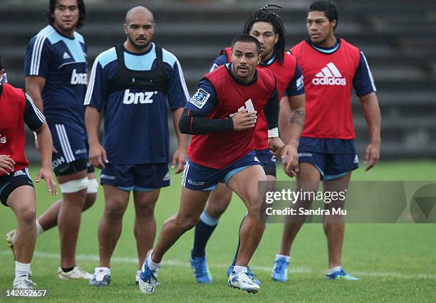 Rudi Wulf in action during an Auckland Blues training session at Unitec on April 11, 2012 in Auckland, New Zealand.