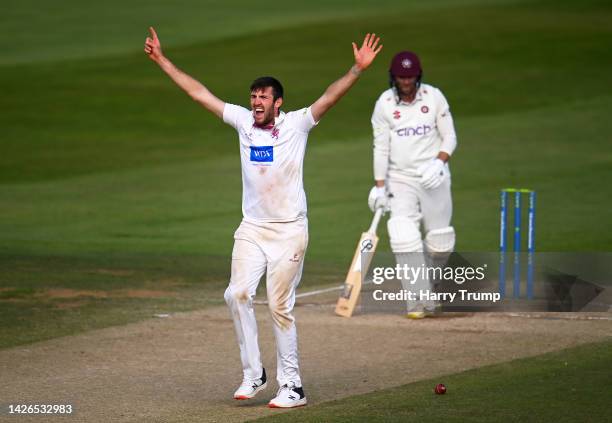 Craig Overton of Somerset celebrates the wicket of Luke Procter of Northamptonshire during Day Four of the LV= Insurance County Championship match...