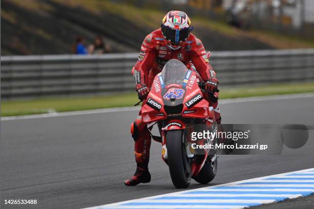 Jack Miller of Australia and Ducati Lenovo Teamheads down a straight during the MotoGP of Japan - Free Practice at Twin Ring Motegi on September 23,...