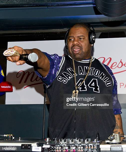 Biz Markie spins at the Spring 2012 Collection launch at the Mitchell & Ness Flagship Store on April 10, 2012 in Philadelphia, Pennsylvania.