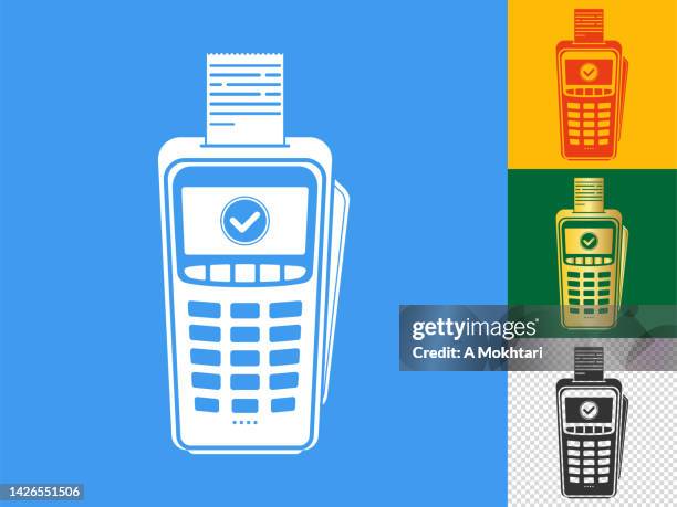 payment terminal icon with payment confirmation. - green check mark transparent background stock illustrations