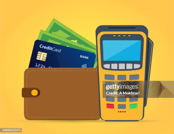 payment terminal icon and with wallet. - empty wallet stock illustrations
