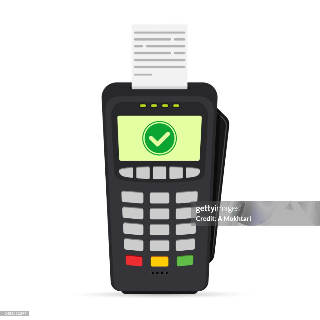 Payment terminal icon with payment confirmation.