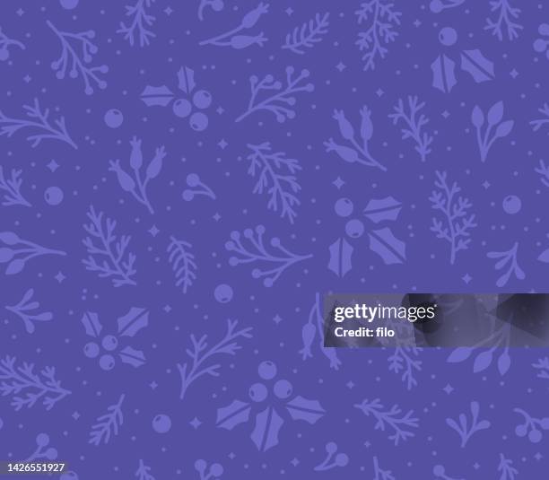 seamless modern holiday christmas winter natural foliage repeating background pattern - hand drawn seamless pattern christmas stock illustrations