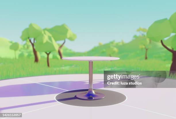 empty meeting space in virtual reality - polygonal meeting stock pictures, royalty-free photos & images