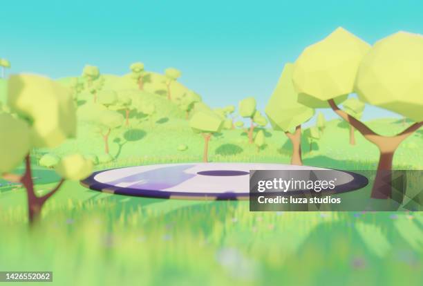 empty meeting space in virtual reality - polygon tree stock pictures, royalty-free photos & images