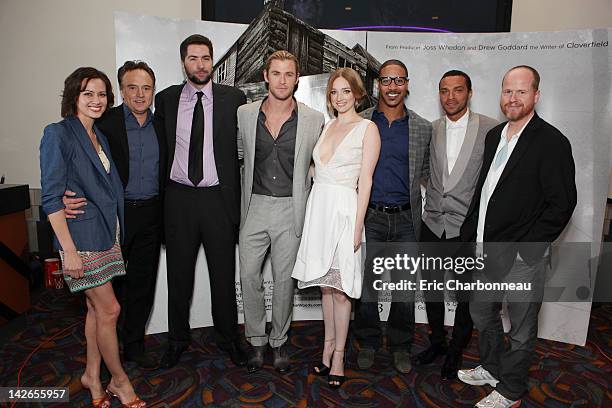 Amy Acker, Bradley Whitford, Director Drew Goddard, Chris Hemsworth, Kristen Connolly, Brian White, Jesse Williams, and Writer/Producer Joss Whedon...