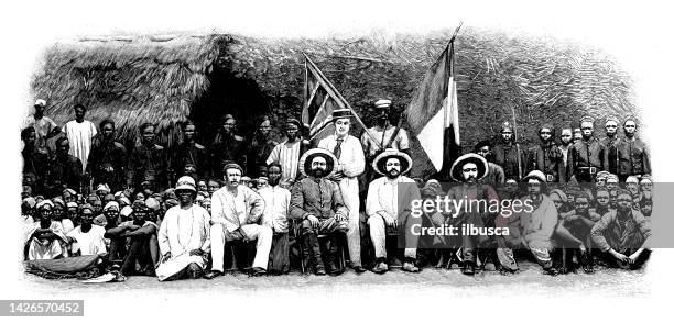 antike illustration: französisch-englischer auftrag, dahomey - kolonialismus stock-grafiken, -clipart, -cartoons und -symbole