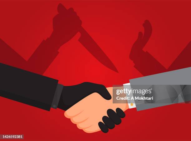 agreement and betrayal. - good evil stock illustrations