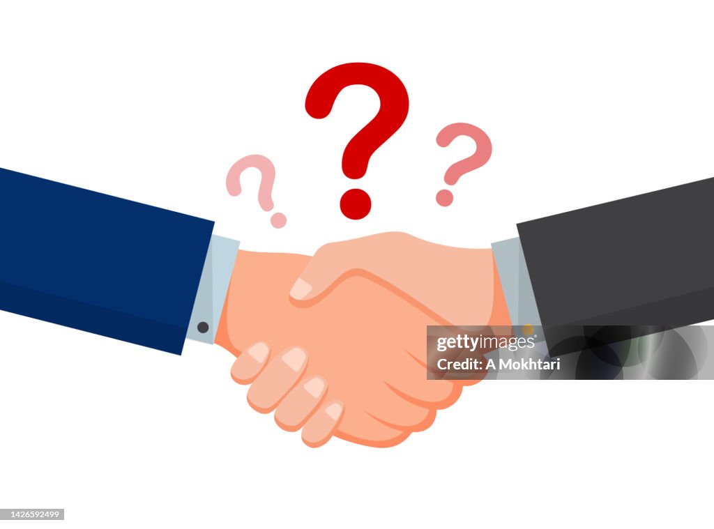 Handshake Agreement With Question Mark With Questions High-Res Vector ...