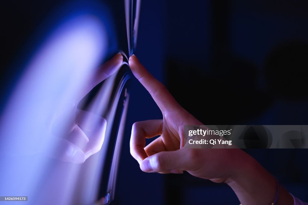 Close-up of clicking on computer screen