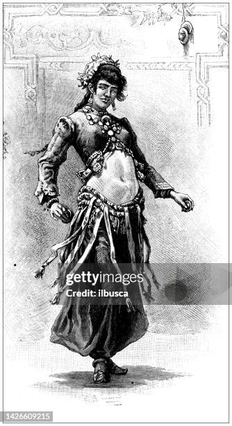 antique illustration: belly dance - belly dancing stock illustrations