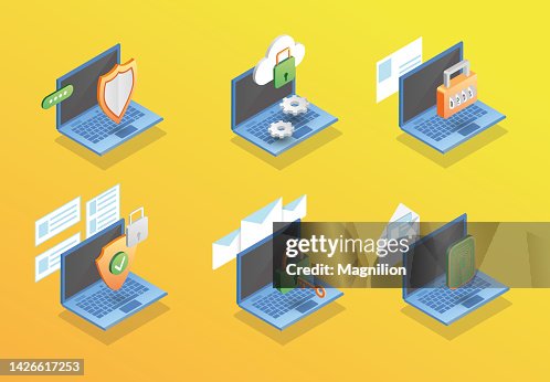 Computer Security, Identity Verification, Secure Access, Data Protection Isometric Vector Computer Security, Identity Verification, Secure Access, Data Protection Isometric Vector